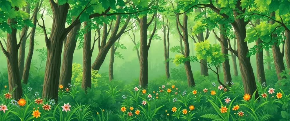 Grüne Wälder im Sommer
