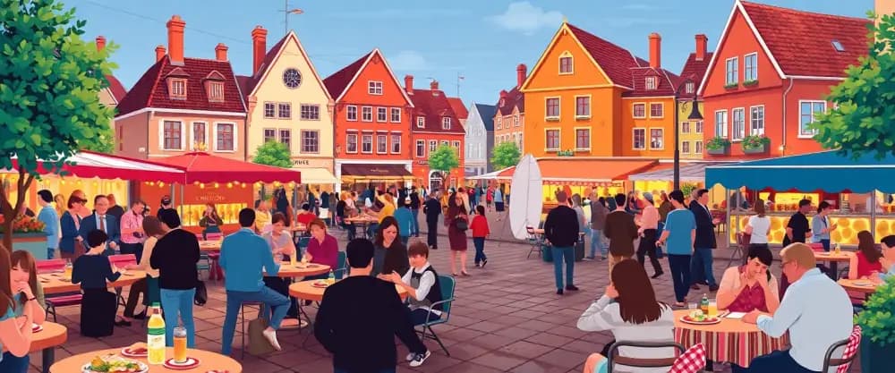 Fiesta en la plaza del pueblo