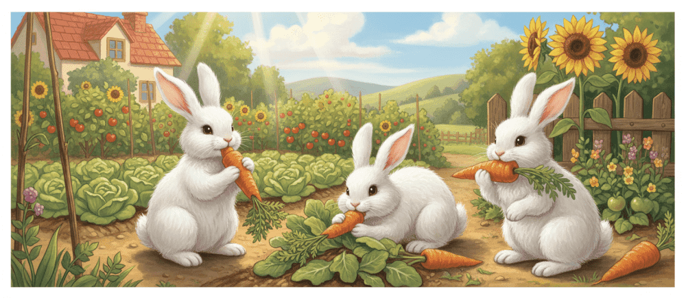 Mis tres amigos orejudos en el jardin