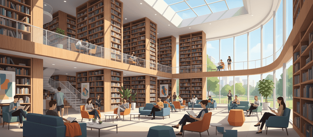 En rolig dag på det lokale bibliotek