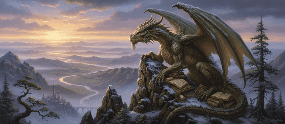 山[やま] の 上[うえ] の 賢[かしこ] い 竜[りゅう] の 物語[ものがたり]