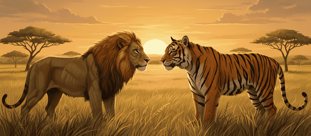 狮子(shīzi)[獅子] 和(hé)[和] 老虎(lǎohǔ)[老虎]