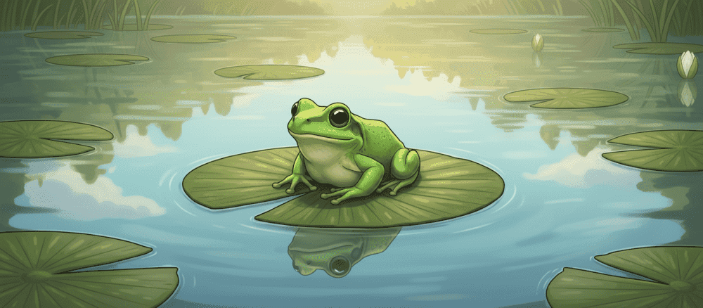 La grenouille verte au bord de l'eau