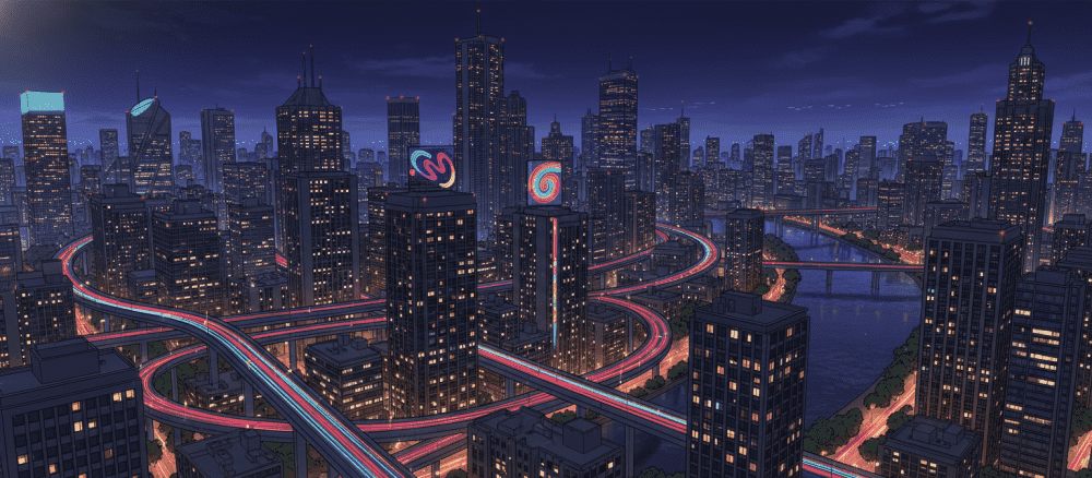 고층 빌딩과 도시의 밤