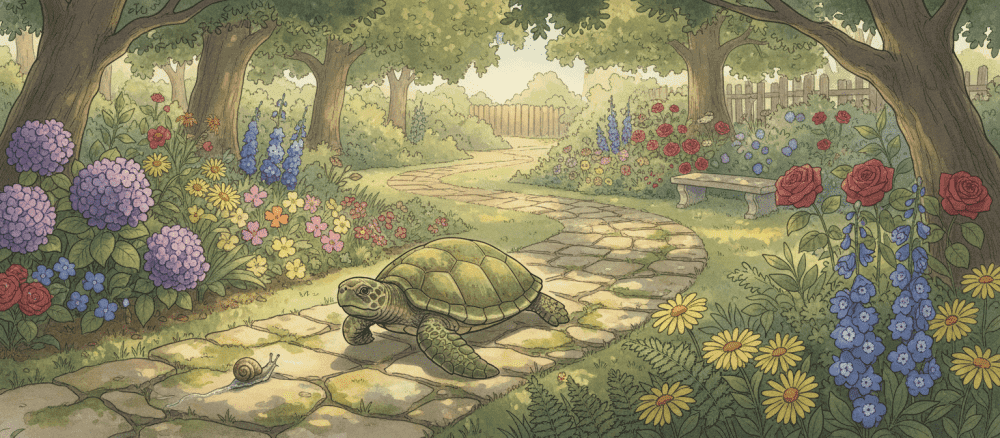La tortue marche doucement