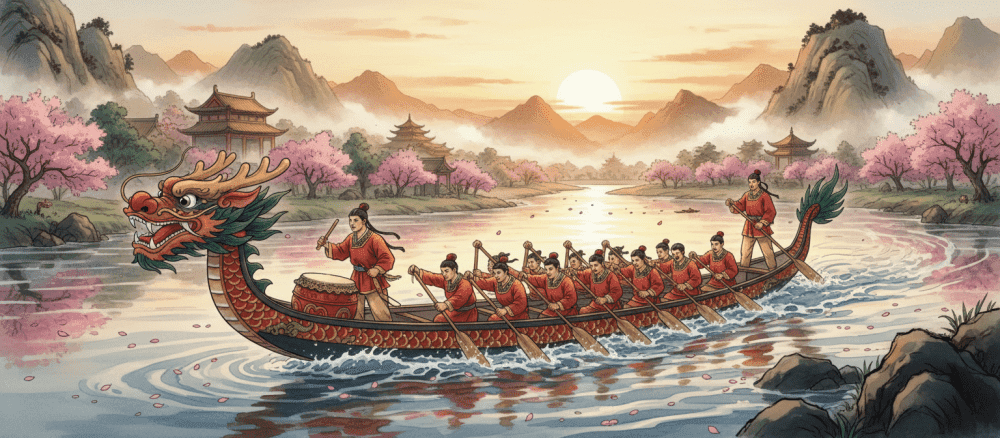 端午节(duānwǔjié)[端午節] 和(hé)[和] 赛龙舟(sàilóngzhōu)[賽龍舟]
