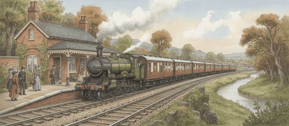 การ(gaan) เดิน(doern) ทาง(thaang) ด้วย(dûai) รถไฟ(rót-fai) เมื่อ(muea) ร้อย(ráawi) ปี(bpii) ก่อน(gàawn) .