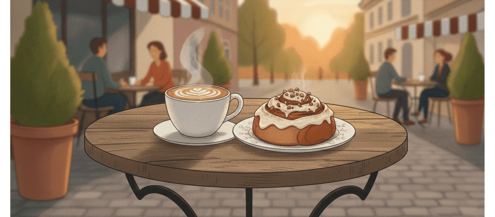 Fika i en liten stad