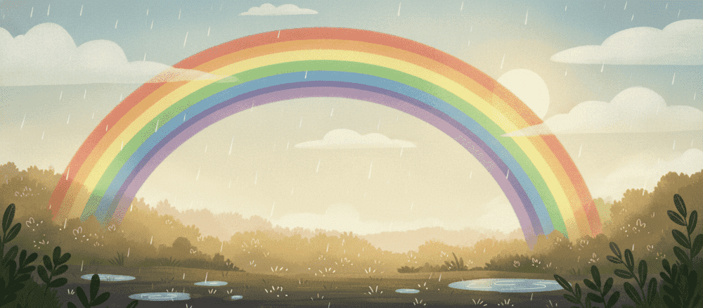 下雨(xiàyǔ)[下雨] 后(hòu)[後] 有(yǒu)[有] 彩虹(cǎihóng)[彩虹] 。