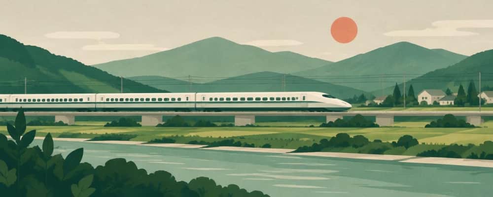 新幹線[しんかんせん] で 日本[にほん] を 旅行[りょこう] する 楽[らく] した の さ