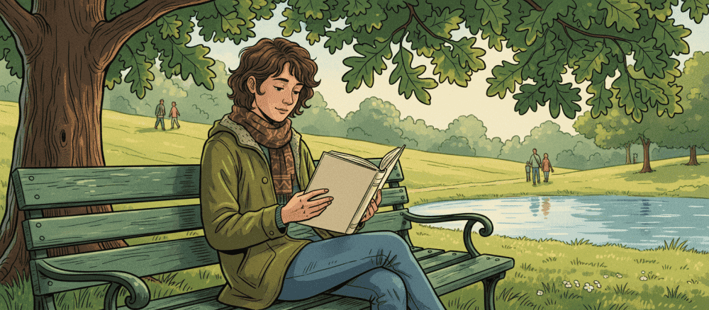 En dag i parken med en bok