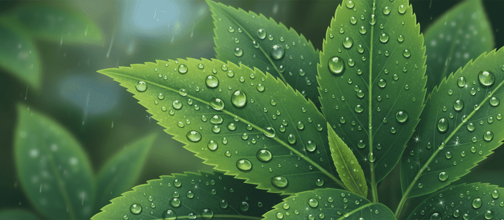 La pluie sur les feuilles