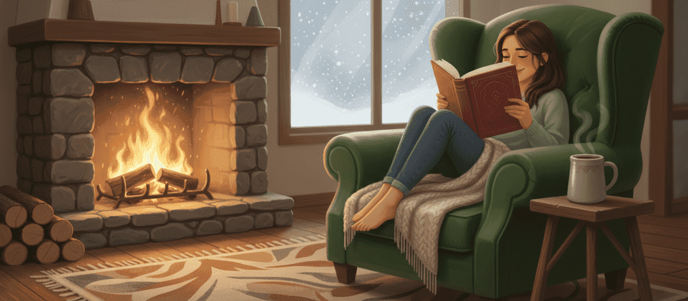 Der Leser am Kamin