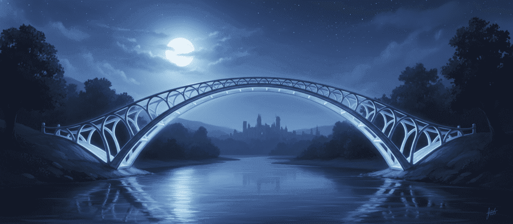 Die silberne Brücke über den Fluss