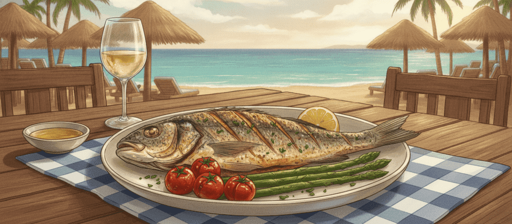 O sabor do peixe grelhado
