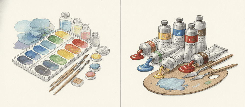 Ang Pagkakaiba ng Watercolor at Langis