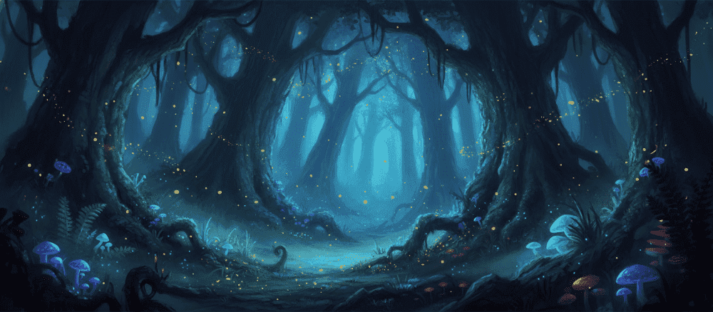 La foresta incantata di notte