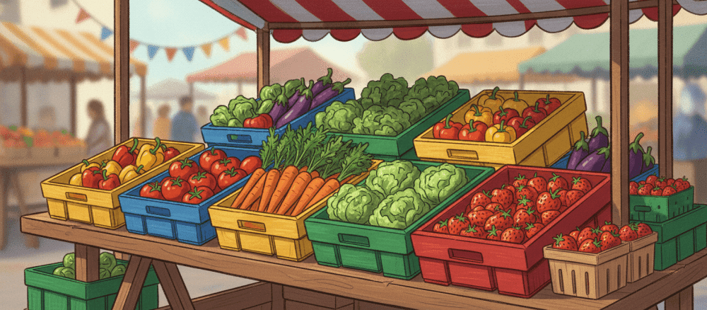 Verse groenten op de markt