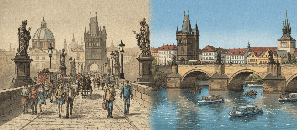 Stará Praha včera a dnes