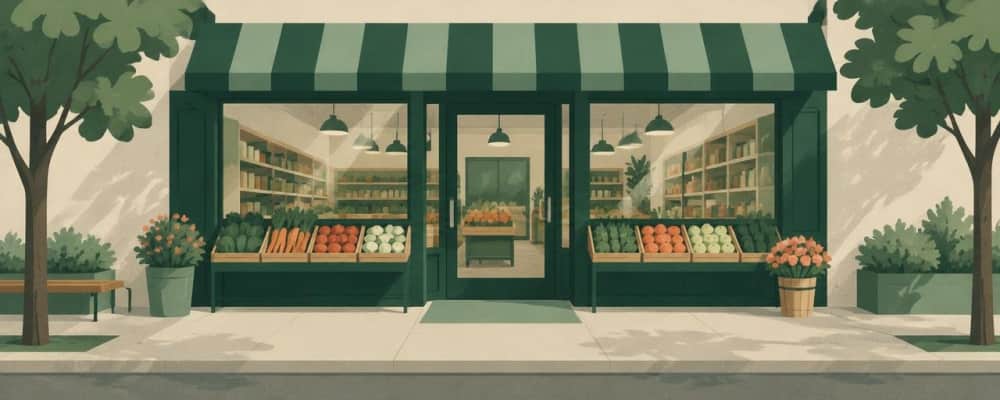 De supermarkt in de straat